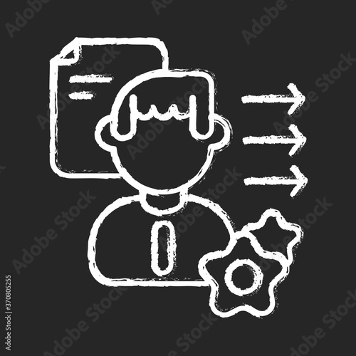 Brevity and clarity chalk white icon on black background. Professional competence, soft skills development. Personal growth, communication skills improvement. Isolated vector chalkboard illustration