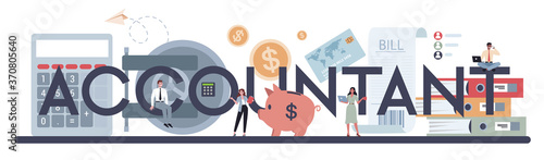 Accountant typographic header concept. Professional bookkeeper. Concept
