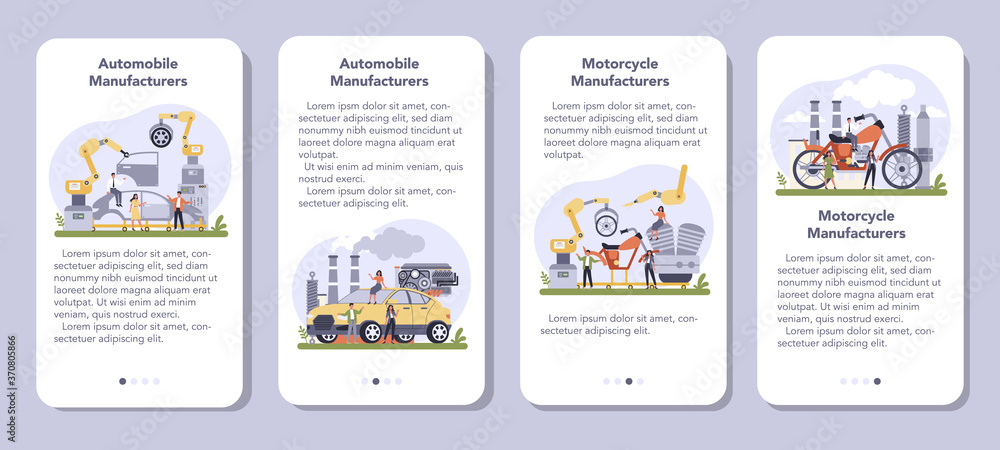 Car and motorcycle production industry mobile application banner