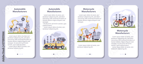 Car and motorcycle production industry mobile application banner