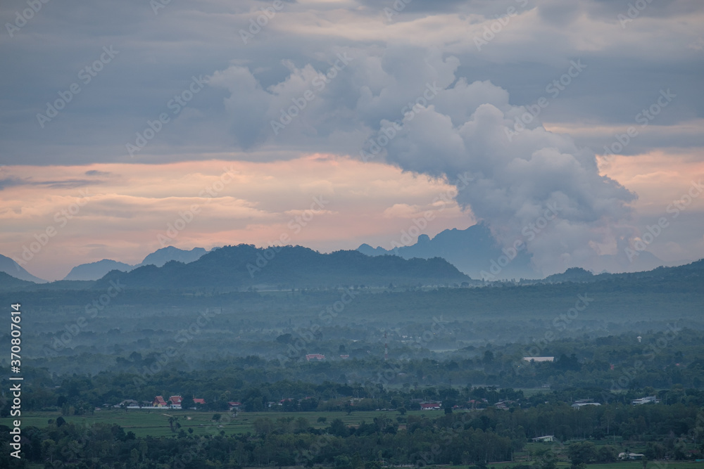 Rice fields in the rainy season in northern Thailand.