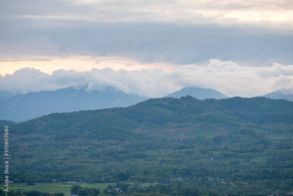 Rice fields in the rainy season in northern Thailand. Rice fields in the rainy season in northern Thailand.