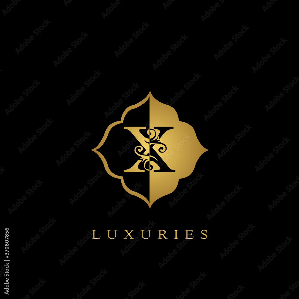 Golden Initial Letter X Luxury Logo vector design ornate badge luxury business Golden Initial Letter X Luxury Logo vector design ornate badge luxury business