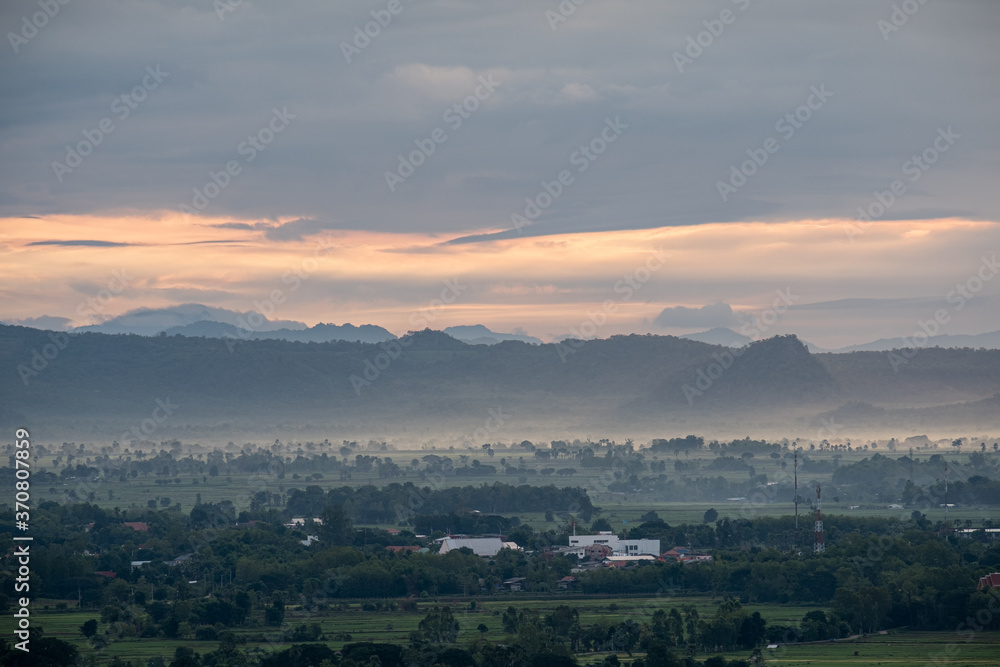 Rice fields in the rainy season in northern Thailand. Rice fields in the rainy season in northern Thailand.