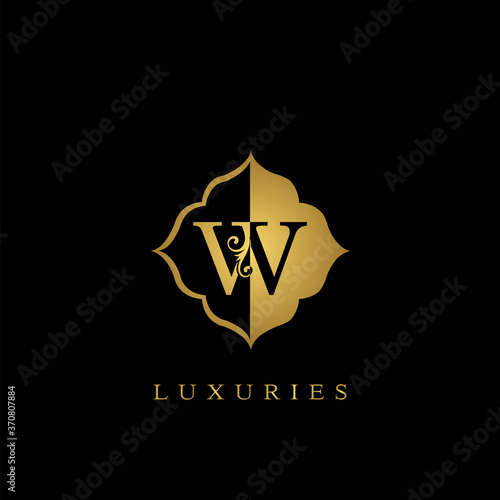 Golden Initial Letter W Luxury Logo vector design ornate badge luxury business
