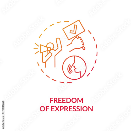 Freedom of expression concept icon. Free speech idea thin line illustration. Freedom of expressing opinion. Fundamental human rights. Amendment. Vector isolated outline RGB color drawing