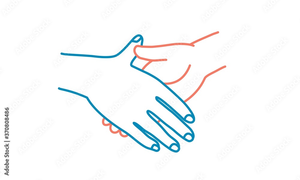 People going to make handshake. Line drawing vector illustration. People going to make handshake. Line drawing vector illustration.