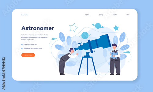 Astronomy and astronomer web banner or landing page