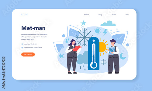 Meteorologist web banner or landing page. Weather forecaster