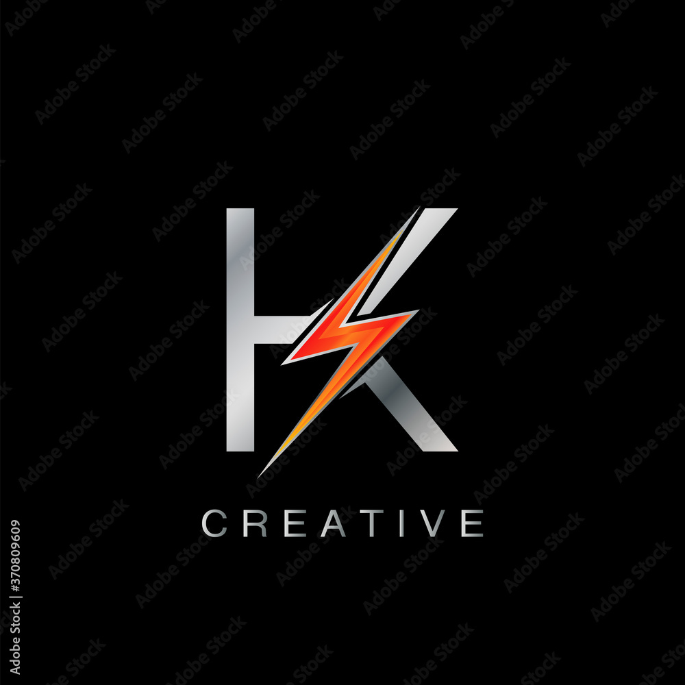 K Letter Logo, Abstract Techno Thunder Bolt Vector Design. K Letter Logo, Abstract Techno Thunder Bolt Vector Design.
