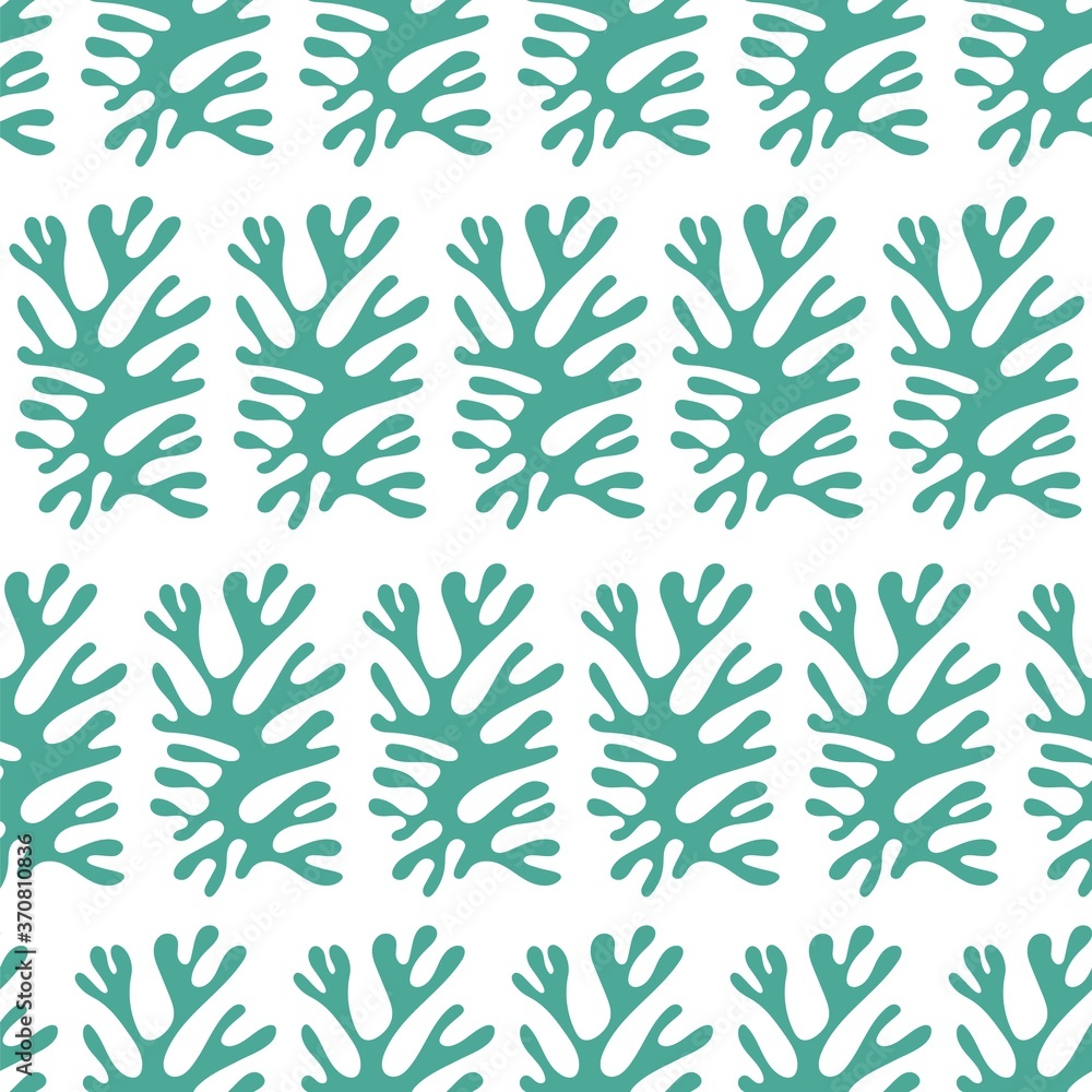 Fototapeta premium Abstract coral seamless pattern. Endless background organic shapes and scribbles contemporary style. Modern vector illustration