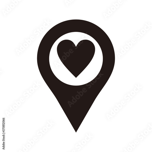 map pin icon, location pin vector icon, map pointer with heart icon