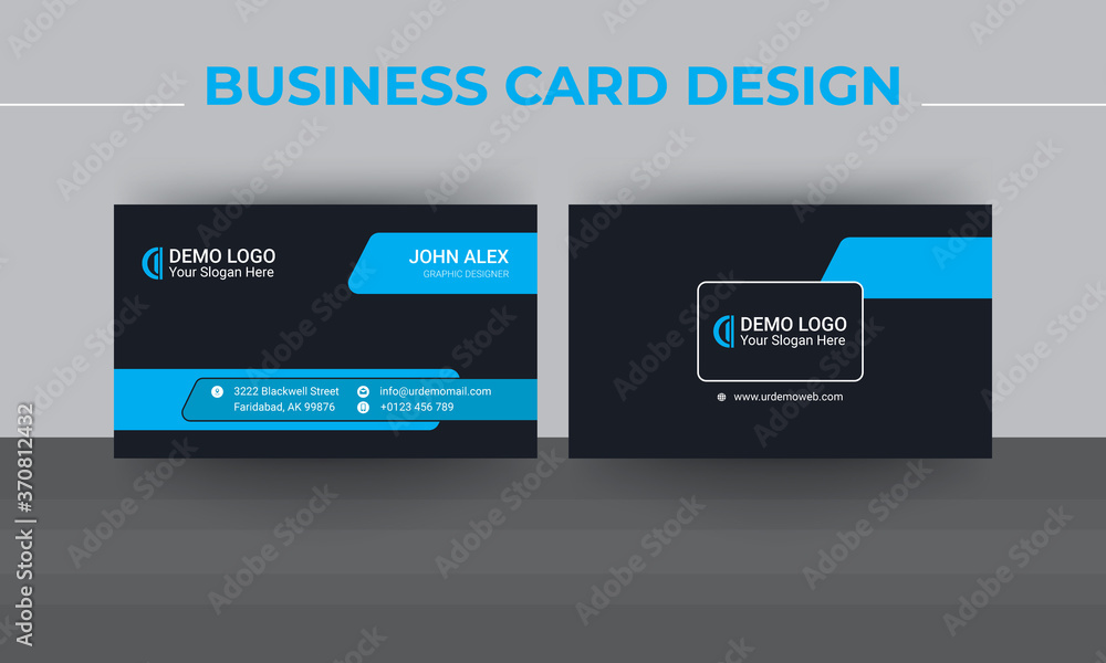 Blue and black vector business card template design, black name card design Blue and black vector business card template design, black name card design