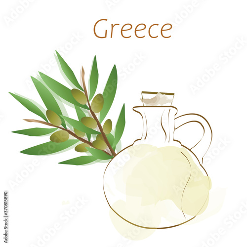 traditional greek olive oil vector illustration - olive tree illustration