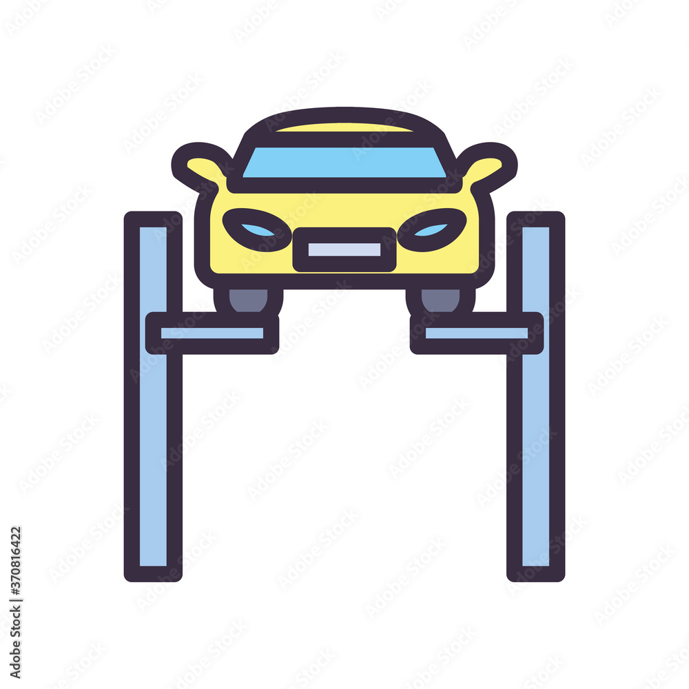 car lifting line and fill style icon vector design car lifting line and fill style icon vector design