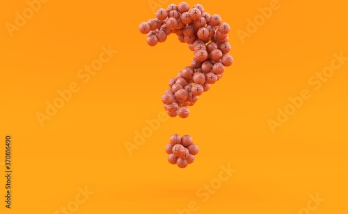 Question mark shape made of basketball balls