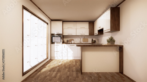 vintage Kitchen room interior japanese style.3D rendering