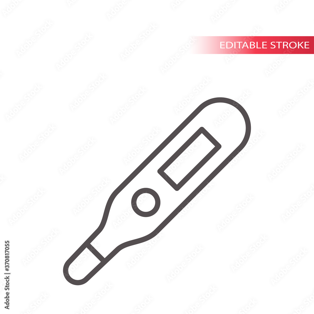 Body thermometer simple vector icon. Thin line, editable stroke medical thermometer symbol. Body thermometer simple vector icon. Thin line, editable stroke medical thermometer symbol.
