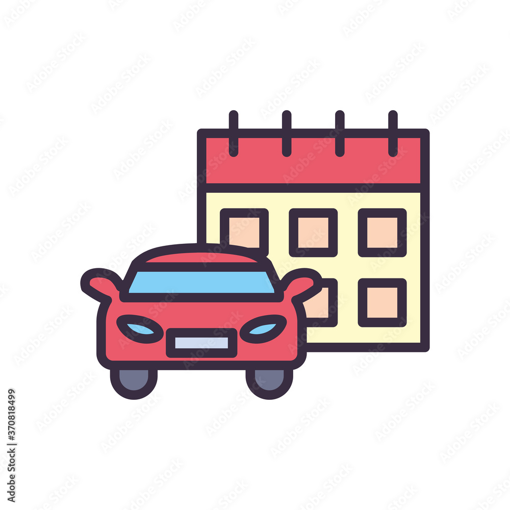 Fototapeta premium car with calendar line and fill style icon vector design