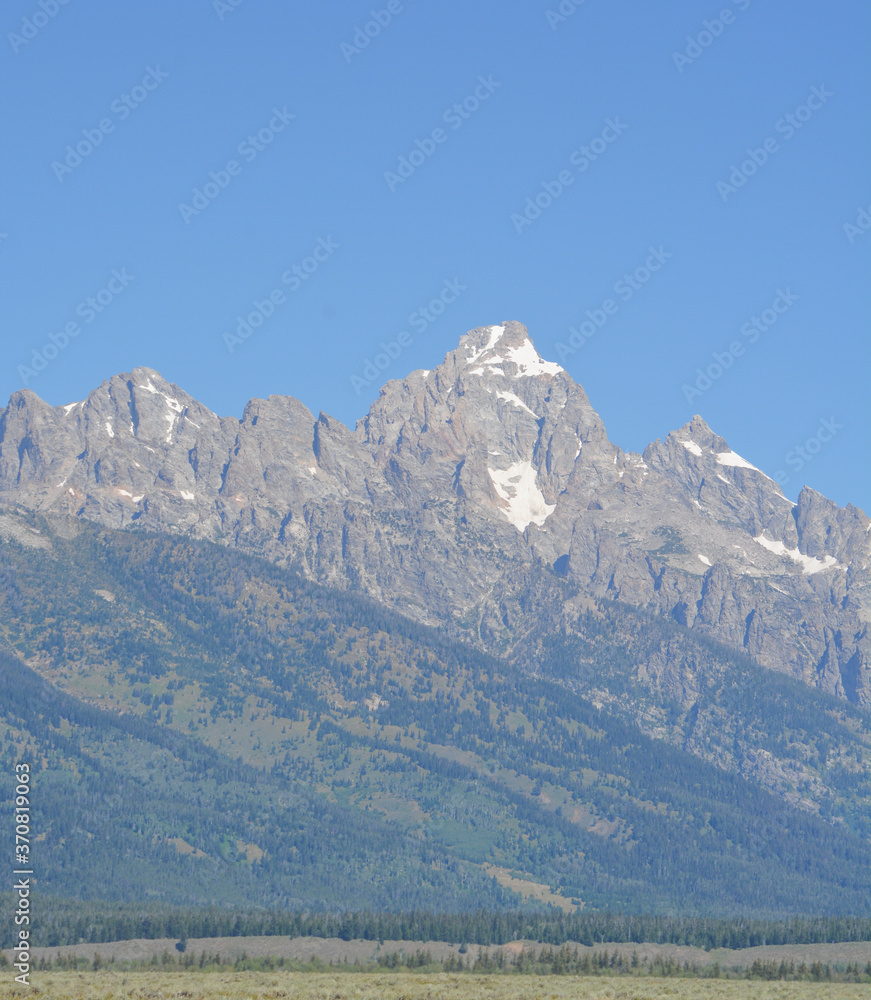 Beautiful Peaks of the Teton mountains in the Grand Teton National Park in Wyoming