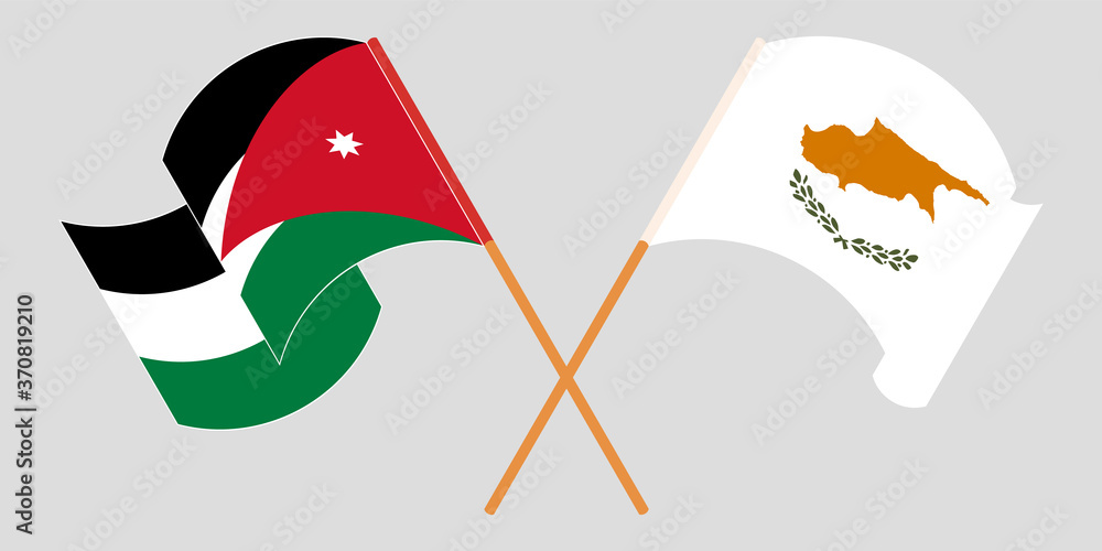 Crossed and waving flags of Jordan and Cyprus Crossed and waving flags of Jordan and Cyprus