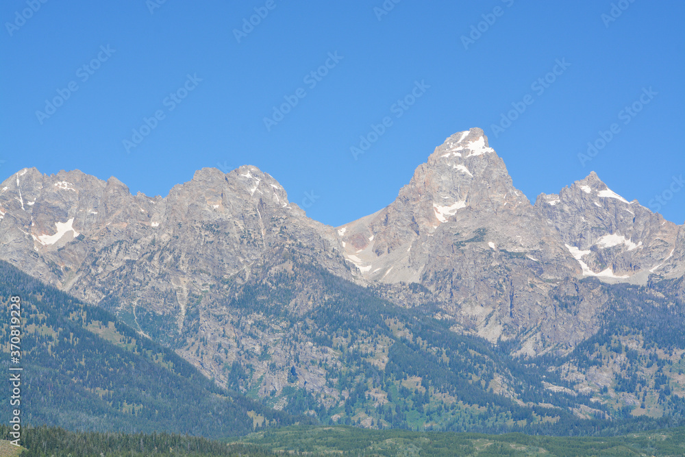 Beautiful Peaks of the Teton mountains in the Grand Teton National Park in Wyoming