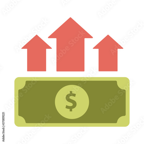 bill money dollar with arrows up flat style icon