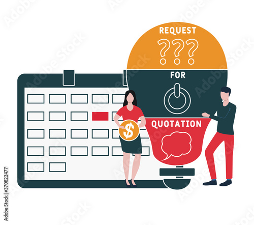 Flat design with people. RFQ - request for quotation. Platform. business concept background. Vector illustration for website banner, marketing materials, business presentation, online advertising