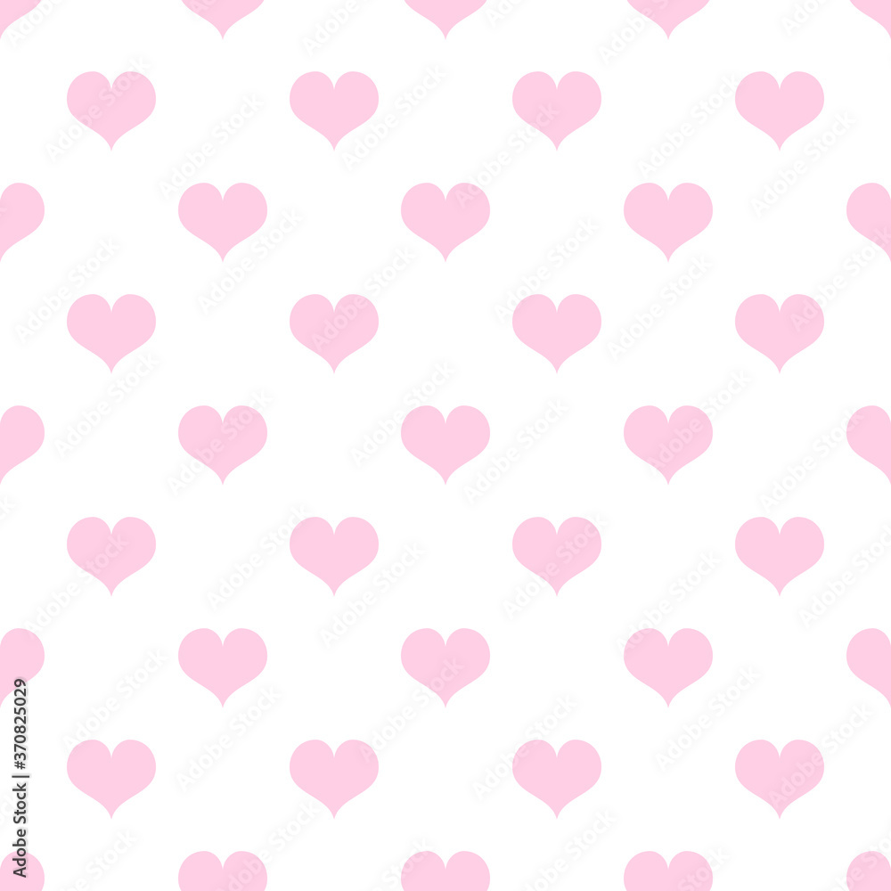Pastel pink hearts on white background. Vector seamless pattern. Valentine wallpaper