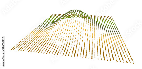 Data slice in the volume function of point data. Three-dimensional flow information. The bulge of the mountain science.