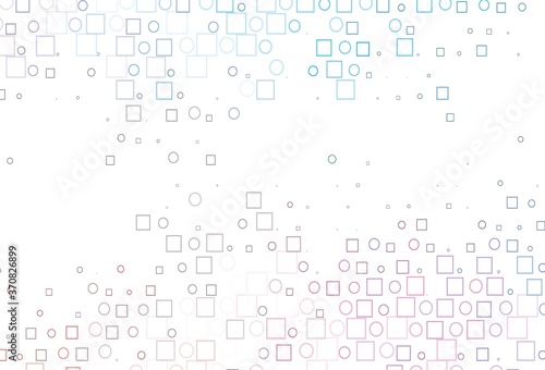 Light Blue, Red vector pattern with spheres, squares.