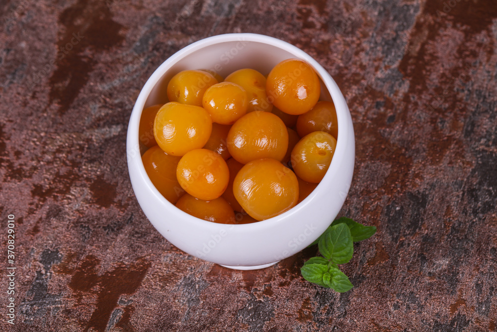 Yellow ripe cherry dessert Yellow ripe cherry dessert
