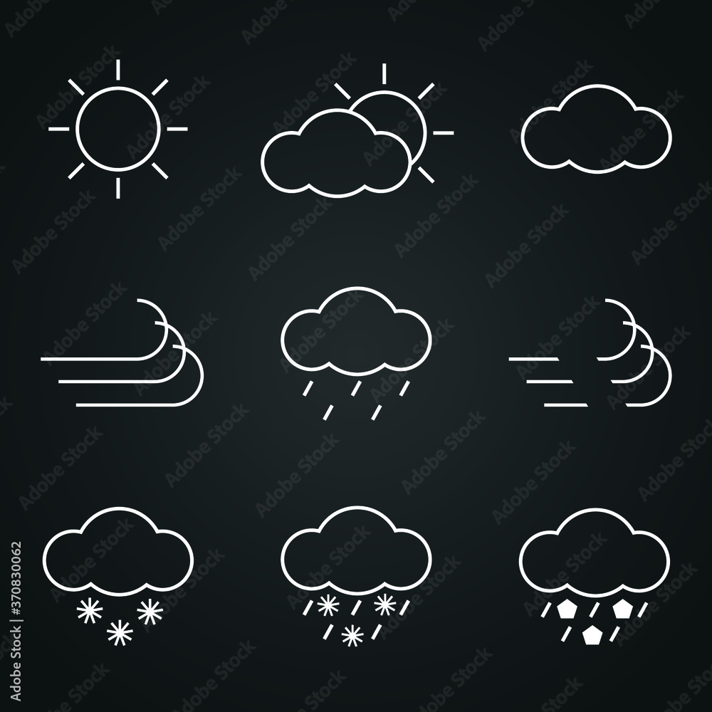 Set of the weather icons. Set of the weather icons.