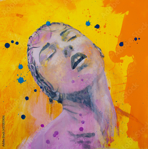 Painted version of the portrait of Janet Leigh during the shower scene in the movie Psyco by Alfred Hitchcock