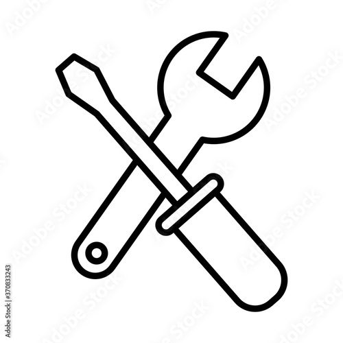 wrench and screwdriver tool line style icon