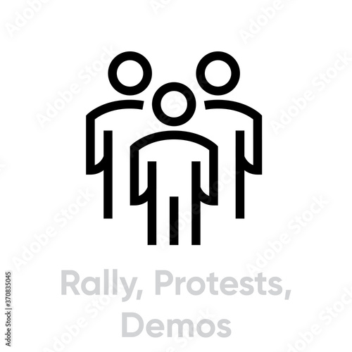 Demo, protests group of people icon linear style. Editable vector outline. Single pictogram.
