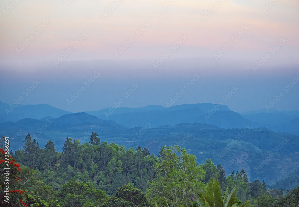 The view to the sunset landscape in Sri Lanka