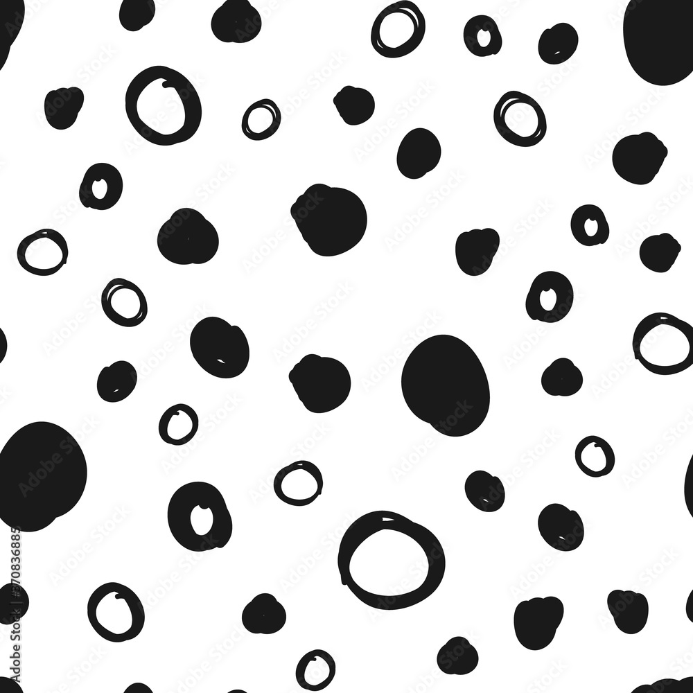Hand drawn circles seamless pattern. Random dots loop texture background. Hand drawn circles seamless pattern. Random dots loop texture background.