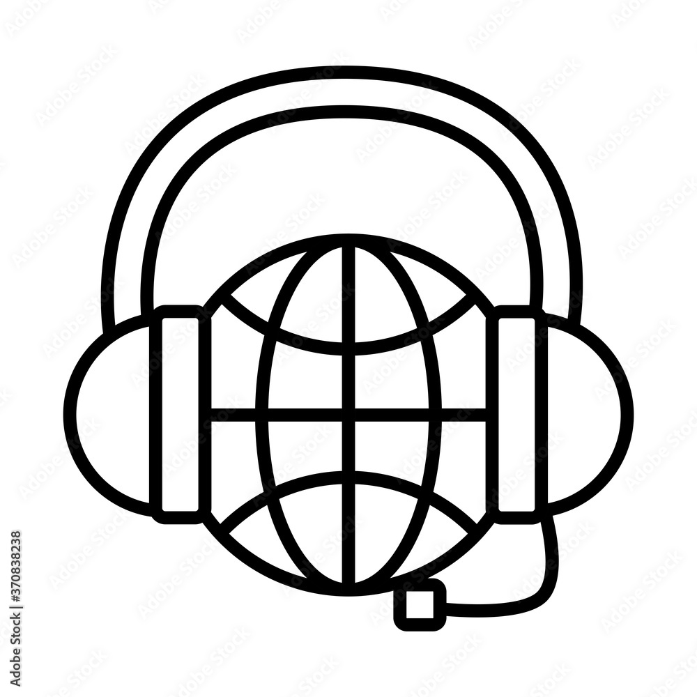 headset with sphere browser call center service line style icon headset with sphere browser call center service line style icon