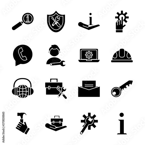 bundle of sixteen technical service set icons