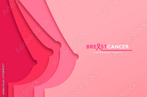 Breast cancer awareness pink woman body papercut photo