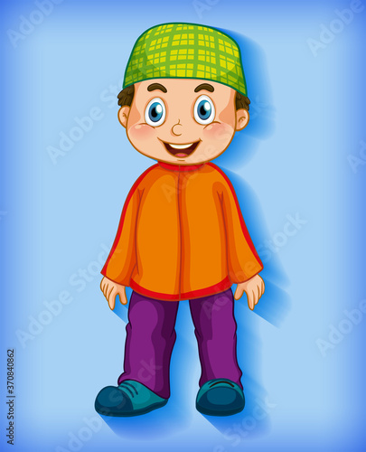 Male muslim cartoon character colour gradient background