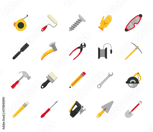 bundle of twenty tools set icons