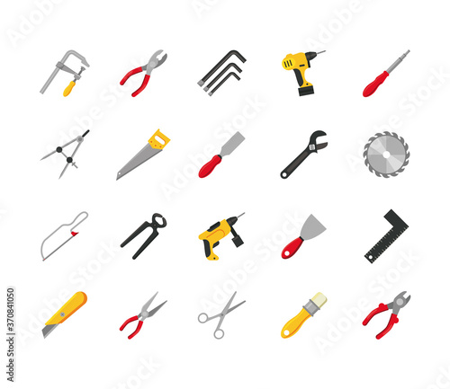 bundle of twenty tools set collection icons