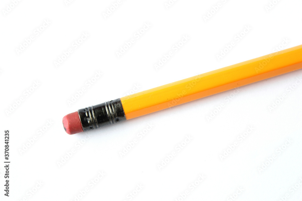 Classic yellow color Pencil eraser isolated on white background . Classic yellow color Pencil eraser isolated on white background .
