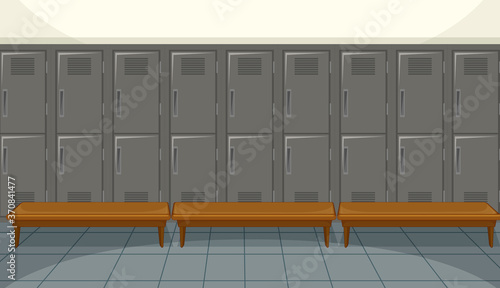 Sport changing room with locker background