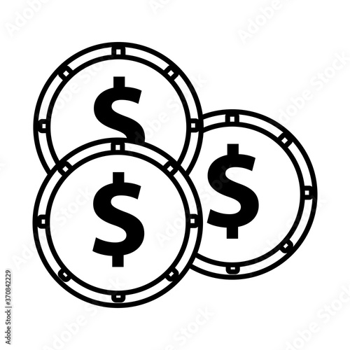coins money dollars line style icon