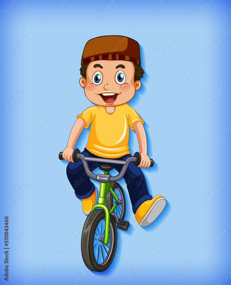 Happy muslim boy riding bicycle Happy muslim boy riding bicycle