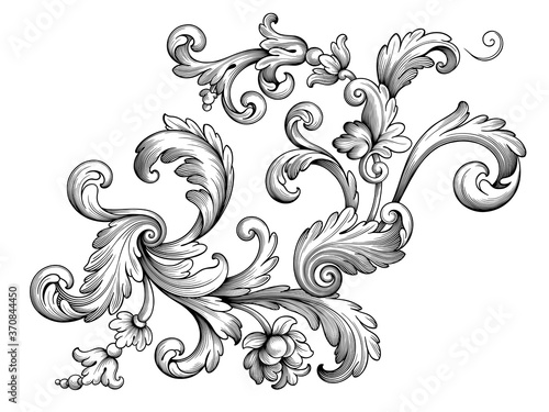 Vintage Baroque Victorian frame border monogram floral ornament  scroll engraved retro pattern tattoo calligraphic vector heraldic 