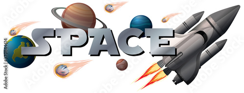 Space banner with planet